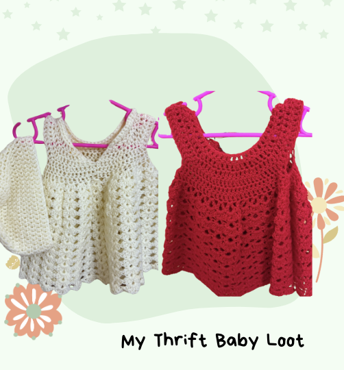 Preloved set of 2 crochet dresses (3-6 months)